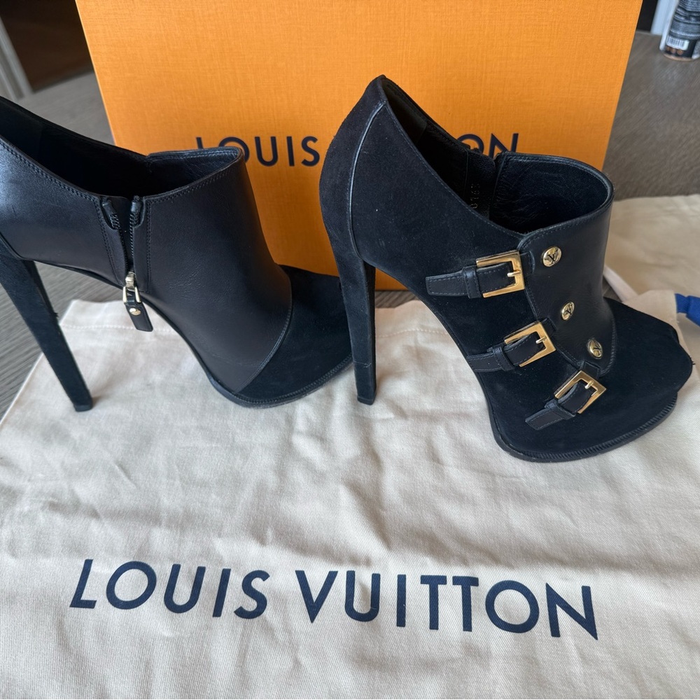 Louis Vuitton open toe platform heeled bootie